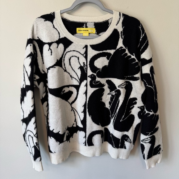 Cecilia Pettersson x Maeve Graphic Swan Sweater 100% Cashmere Size Medium - Picture 4 of 8